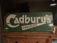 Vintage original Cadbury’s Chocolate Enamel Sign Green Falkirk Iron 48” X 21”