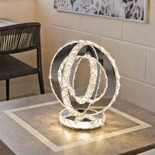 Mirrored Glass Crystal Double Ring Table lamp