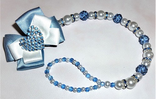 Blue white shamballa - blue, diamante
