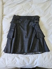 Black denim cotton utility kilt. Worth £70. Unused