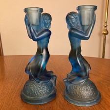 Art Deco Blue Frosted Glass