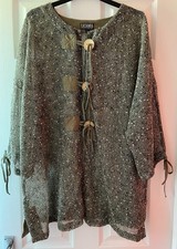 Women’s Cardigan Size M/L Khaki Green Hippie Boho Wooden Buttons