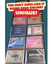 Set of 12 Assorted A4 Chrome Inspirational Quotes Freestanding Hanging Wall Art