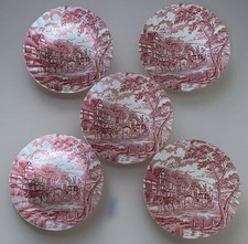 5x Red Myott ROYAL MAIL Staffordshire Ware, Bowls 23cm