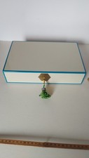 Jonathan Adler Lacquer Jewelry Box White & Blue (green interior)