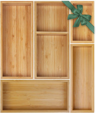 Bamboo Drawer Organizer Set, 5