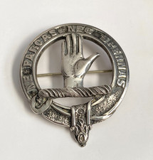 Vintage Large Edinburgh Solid Silver Scottish Clan Badge Brooch Lamont Family
