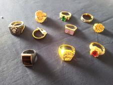 Job Lot  10 Mens Costume Rings