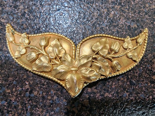 Art nouveau brass gilt floral - brass,