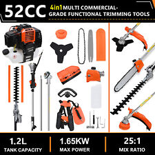 52cc Petrol Multi Function Garden Tool Brush Cutter Grass Trimmer Chainsaw UK