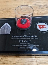 Titanic Coal on Black Block in Acrylic Case,  Comes With COA
