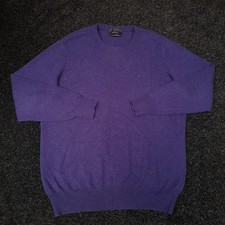M&S Pure Cashmere Jumper Men's Large L Purple Wool Luxury Soft Pullover Knit