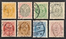 Iceland 1876, 8x Stamps Used 