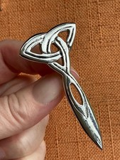 Vintage Celtic Knot Brooch, Scottish Dirk, Kilt or Cloak Pin, signed CJ Scotland