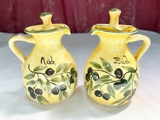 VINTAGE VINEGAR AND OIL JUGS DISPENSERS DECANTERS OLIVE BRANCH DESIGN