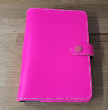 Filofax The Original Leather Fluoro Pink Personal Size 6-Ring Organiser - NWOT
