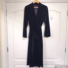 M&S Marks & Spencer Autograph Dressing Gown Women Size 16-18 Black Velvet Robe