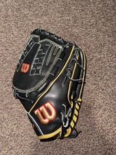 Wilson A2000 12.5 Pro Stock Softball Glove  For Left Hand, Black, gold and red