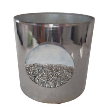 Large Metal Candle Holder Planter Bucket Vintage Patina Effect Silver Tone 20cm