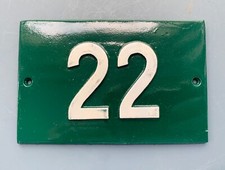 Green French Embossed metal # 22 Door Number / Plaque - White on Dark Green