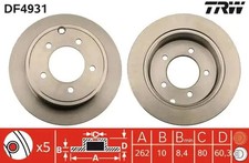 2x Brake disc solid DF4931 TRW