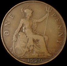 UK One Penny 1920 George V Bronze Coin WCA A516