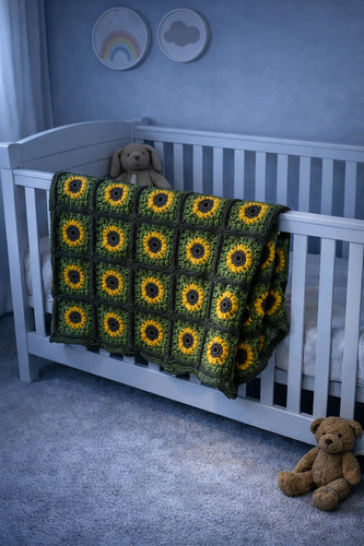 Crochet sunflower floral - sunflower,