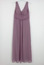 Veromia Dusty Purple Sleeveless Bridesmaid V Neck  Maxi Dress  New F2