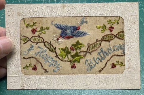 Ww1 silk postcard happy - ww1, "happy