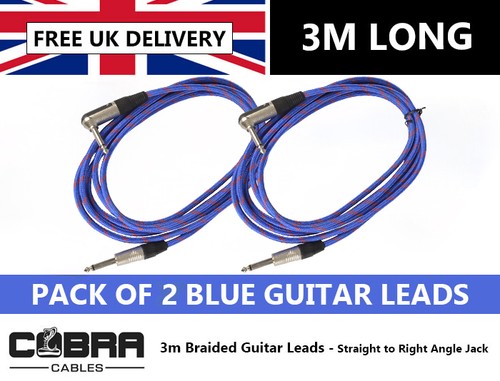 Guitar lead blue braided - x2,