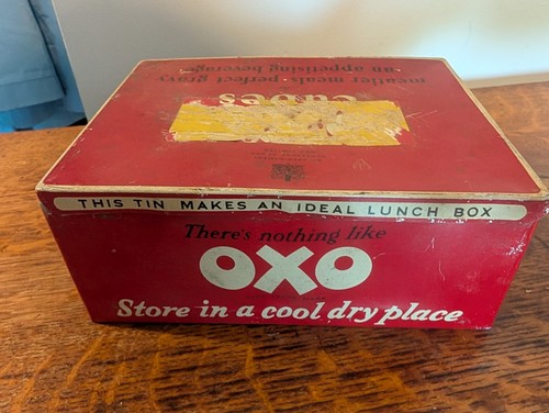 Vintage oxo cubes tin box - vintage, red