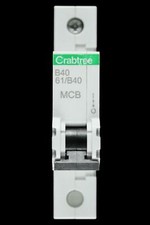 CRABTREE 40 AMP CURVE B 6kA MCB CIRCUIT BREAKER STARBREAKER 61/B40 NS