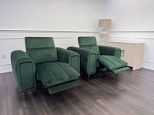 DFS Torren Power Recliner Pair Of Armchairs Green Velvet Power Headrest