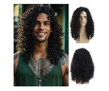NEW Mens Womens Long Curly Black Wig Halloween Costume Party Wig Cher Slash