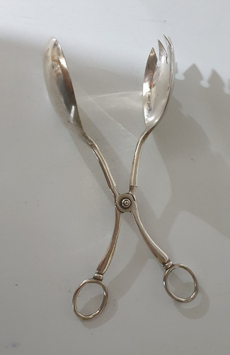 Silver plate salad tongs made - salad,