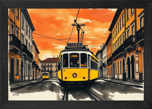Lisbon tram yellow streets - lisbon,