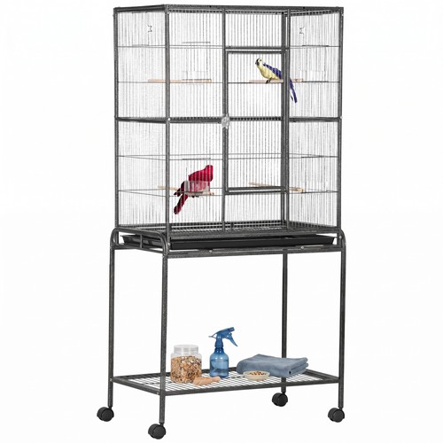 Pawhut rolling bird cage - cage, w/