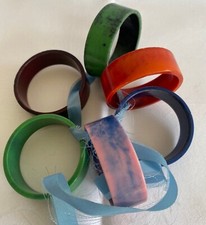 Bakelite Birmite Napkin Rings x 6 Multicolour Marbled Art Deco Retro A1Con