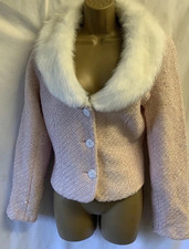 Pink White Textured Tweed Fur