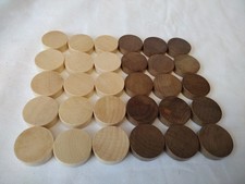 Set of Wooden Backgammon Pieces 27mm x 7.5mm - Light Brown / Dark Brown 