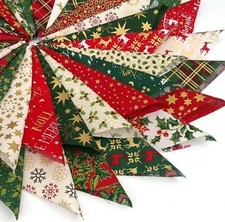 40 X 5 INCH squares CHRISTMAS FABRIC PATCHWORK QUILTING * METALLIC MIX * COTTON