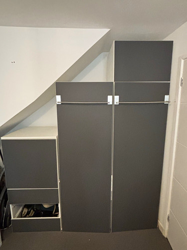 Grey freestanding wardrobe - grey, 2
