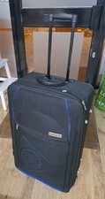 Dunlop Medium Black Suitcase with Expansion Zip, 2 Wheels & Dual Height Handle