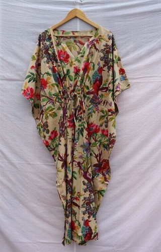 Indian beige long bird print - long,