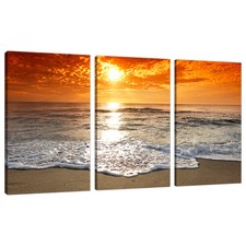 Set Three Orange Sunset Beach