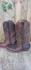 LOBLAN  VINTAGE BROWN  OILED LEATHER COWBOY  BOOTS UK8 EU42 VERY GOOD CONDITION 