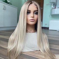 Ombre Wig Platinum Blonde T Lace Front Wigs Long Straight Heat Resistant Hair