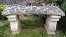Aged Weathered Stone Effect Garden Seat Bench Curved Classical