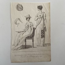 Antique engraving 1806 Regency Fashion Plate opera dress Gowns & Headwear