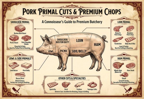 Butchery guide poster - , print